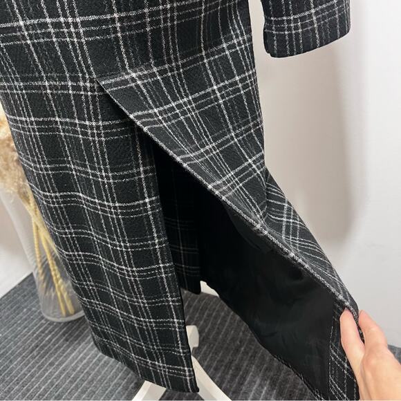 Zara Plaid Checked Double breasted Wool Long Coat Size XS - Picture 13 of 15